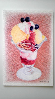 2012年8月21日＊色鉛筆画「イチゴのパフェ」
